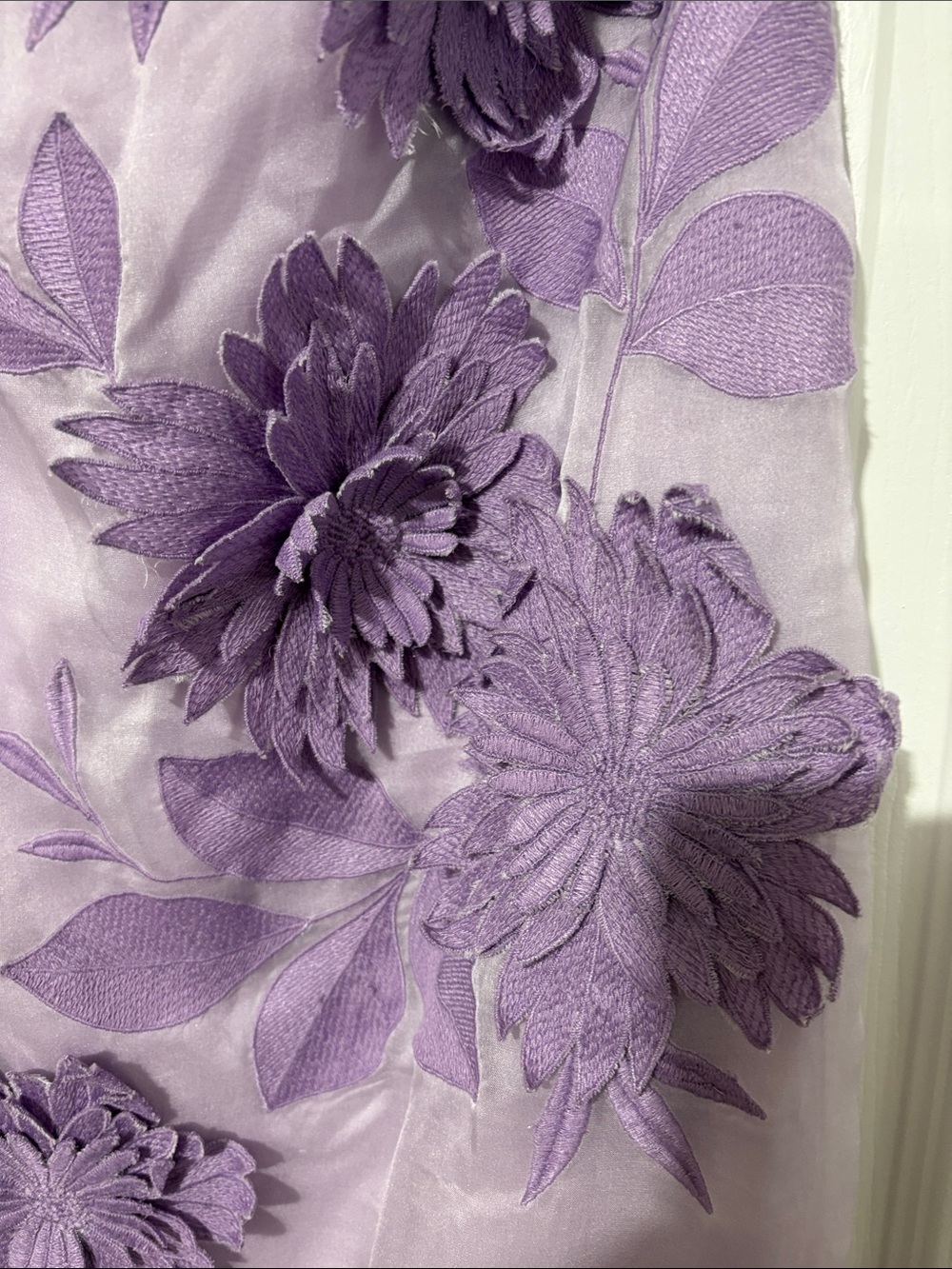 Anthropologie Lilac Floral Appliqué Slip Dress - Picture 3 of 8